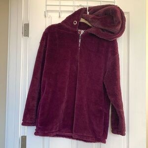 Pink Victoria’s Secret pull over hoodie fleece hooded sweater womens xs fit to M